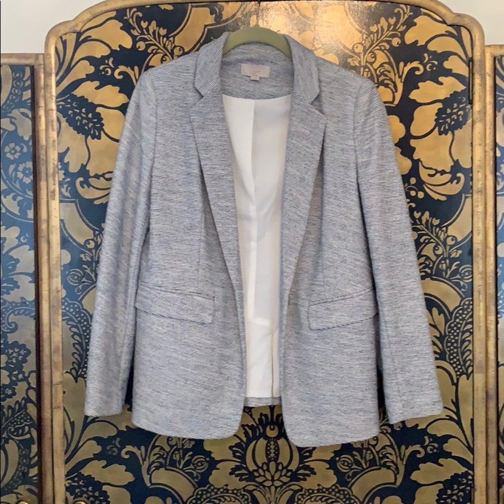 Ann Taylor Loft blue and white stripped blazer
